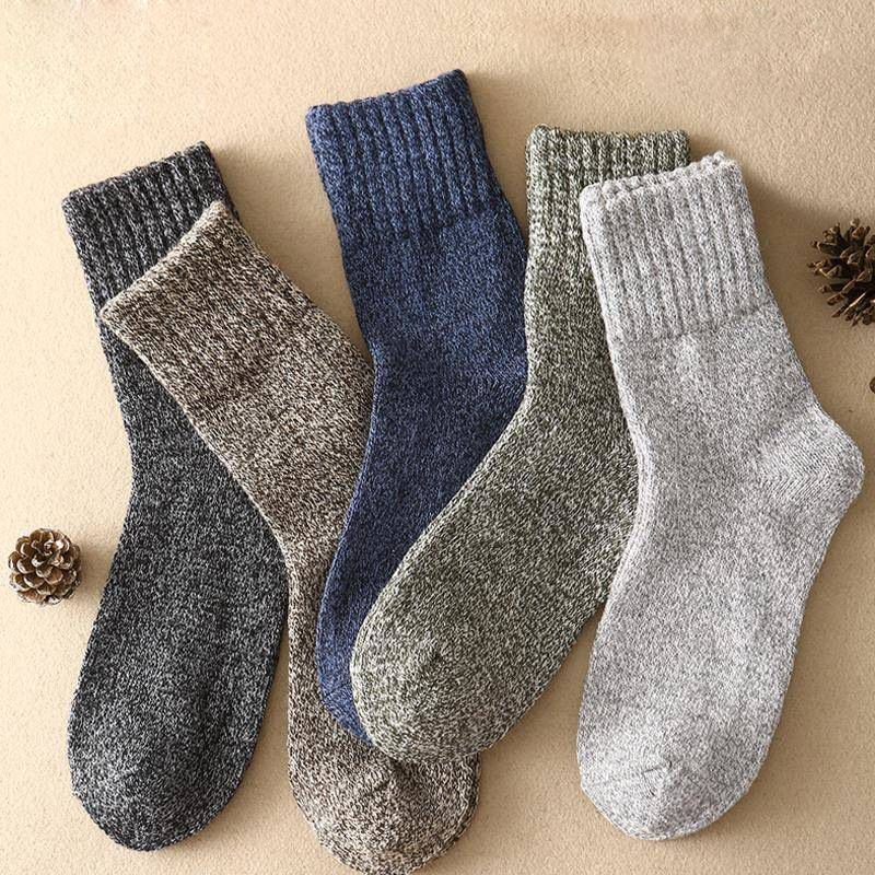 Autumn Winter Men Thick Warm Letters Maple Leaf Thick Cotton Socks