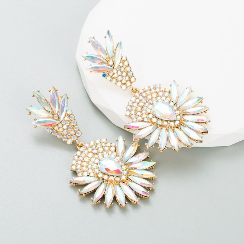 Bohemian National Style Exaggerated Alloy Rhinestone Earrings