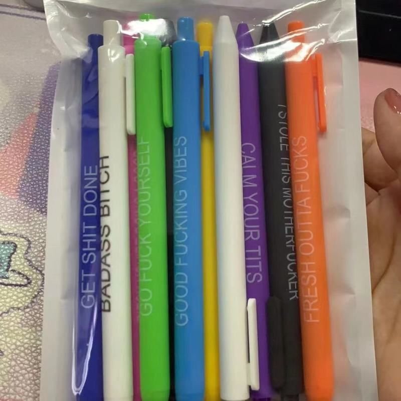 11Pcs/Set Candy Color Push Plastic Ballpoint Pens