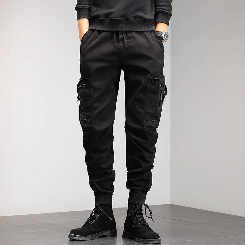 Men Spring Autumn Fashion Casual Solid Color Plus Size Jogger Cargo Pants