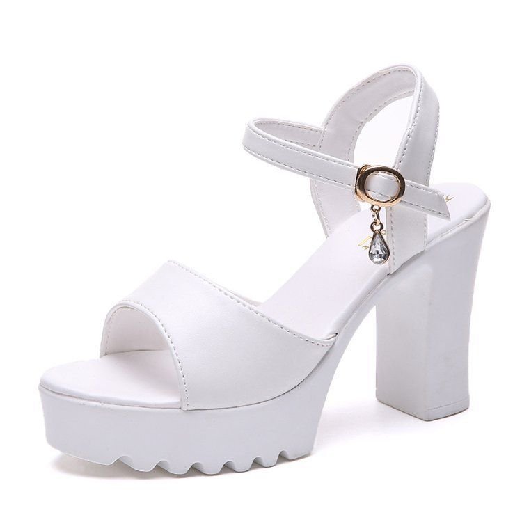 Summer Women Fashion Plus Size Casual Peep Toe Platform Buckle Strap High Heel Sandals