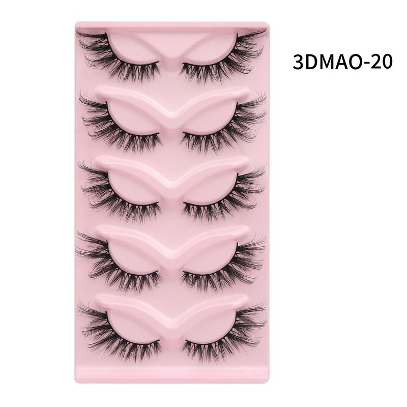 Women Fashion Thick Eye Tail Elongated False Eyelashes Five Pairs