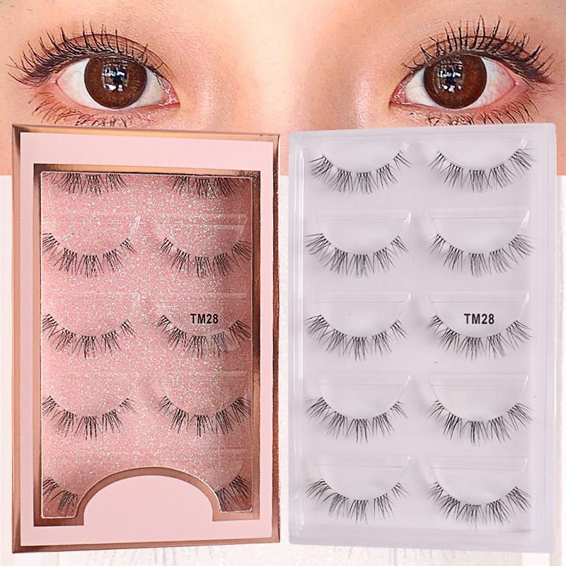 Women'S Comic Fishing Line Transparent Stem Eyelashes Natural Simulation 5 Pairs/Set