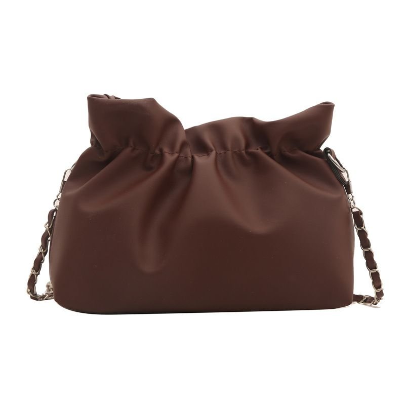 Women Fashion Solid Color Drawstring Bucket Shoulder Bag