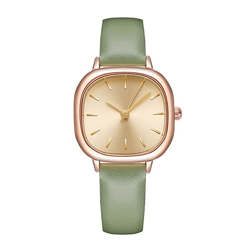 Women Fashion Simple Square PU Quartz Watch