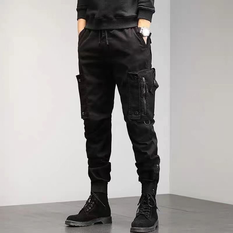 Men Spring Autumn Fashion Casual Solid Color Plus Size Jogger Cargo Pants