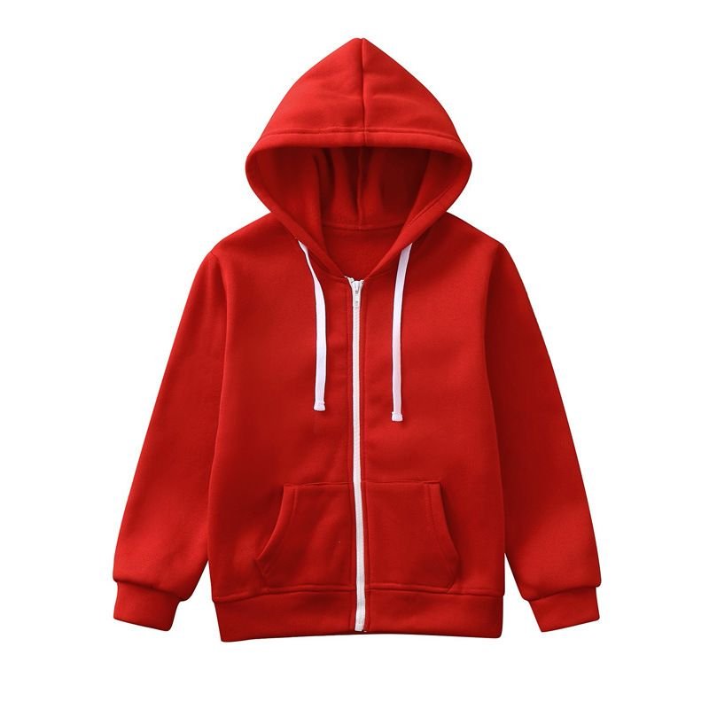 Autumn And Winter Children'S Kids Zipper Solid Color Hoodie Custom