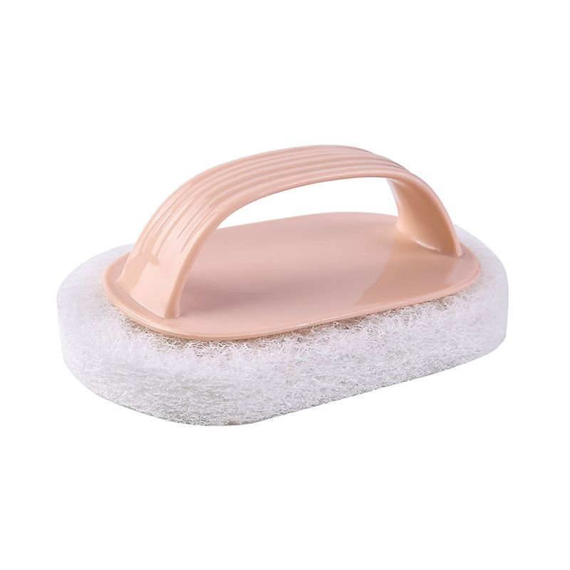 Plain Stripe Handle Cleaning Brush Sponge Wipe Tile Kitchen Cleaning Decontamination Cleaning Brush