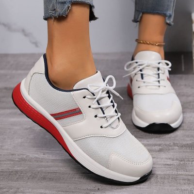 Women Casual Plus Size Breathable Lace-Up Round Toe Sneaker