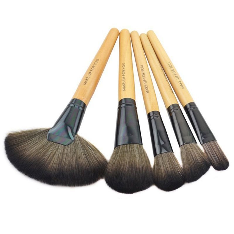 32pcs/set PU Bag Packed Natural Color Wooden Handle Nylon Brushes