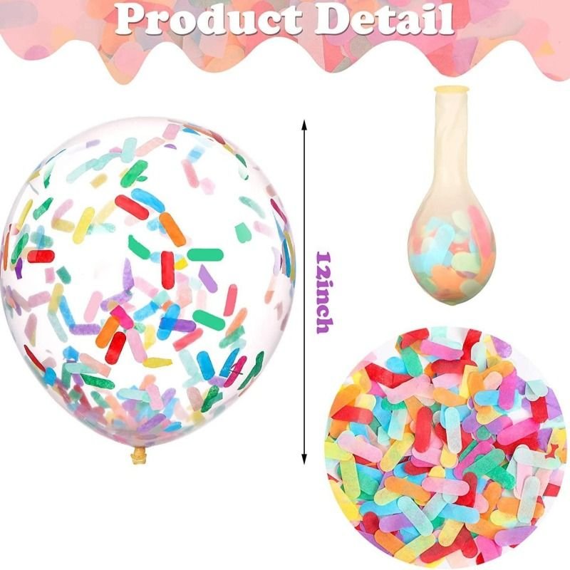 12 Inch Color Long Confetti Paper Sequins Ice Cream Transparent Balloon Holiday Party Scene Layout