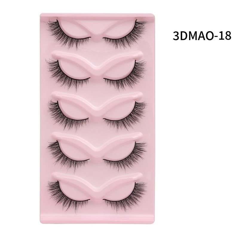 Women Fashion Thick Eye Tail Elongated False Eyelashes Five Pairs