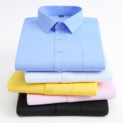 Men Fashion Casual Business Basic Solid Color Plus Size Long Sleeve Lapel Shirt