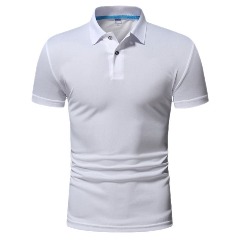 Men Casual Solid Color Lapel Short Sleeve Polo Shirt