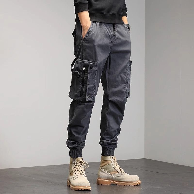 Men Spring Autumn Fashion Casual Solid Color Plus Size Jogger Cargo Pants