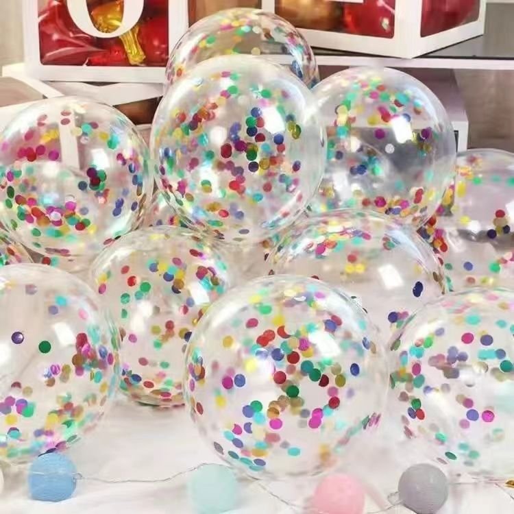 10 Inch Transparent Sequins Balloon Holiday Party Scene Decoration 50-Bag