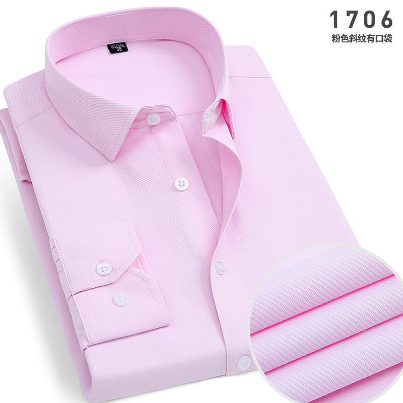 Men Fashion Casual Business Basic Solid Color Plus Size Long Sleeve Lapel Shirt