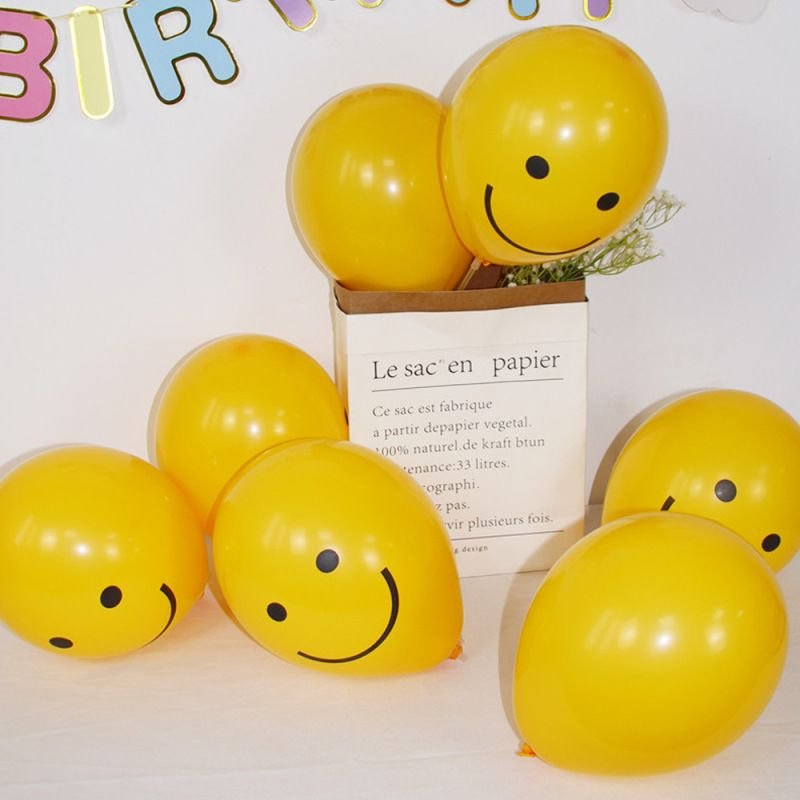 10 Inch Cartoon Cute Lemon Yellow Round Smiley Balloon Holiday Party Venue Layout