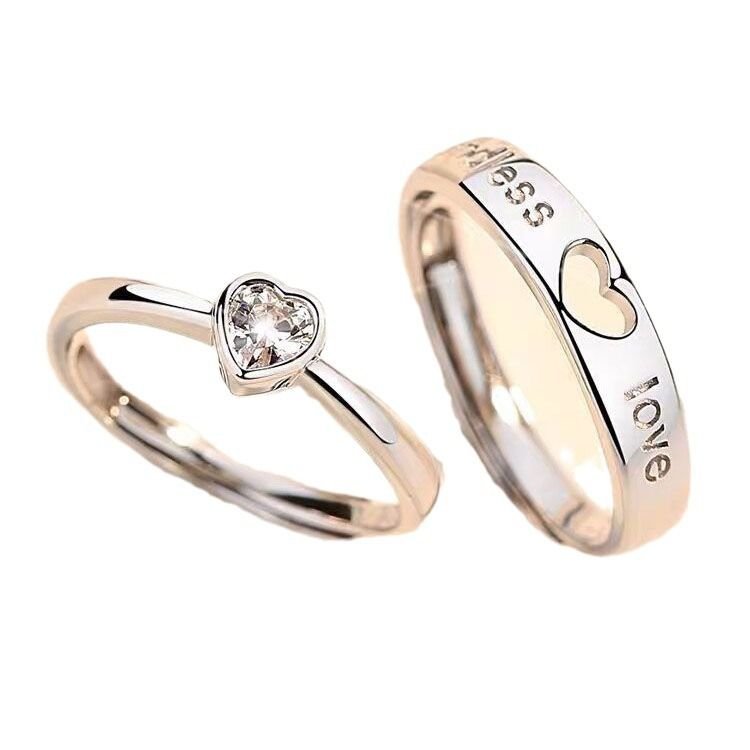 Simple Fashion Hollow Heart Couple Ring