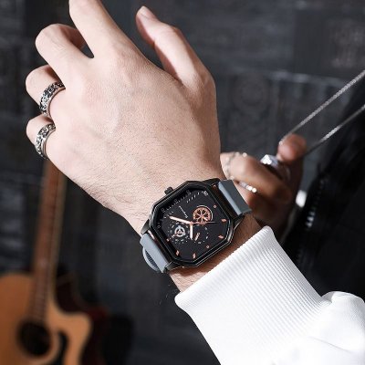 Men Fashion Large Dial Waterproof Casual Quartz Watch