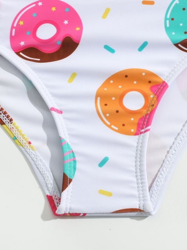 Kids Toddler Girls Casual Cute Donuts Print Tankinis Swimwear