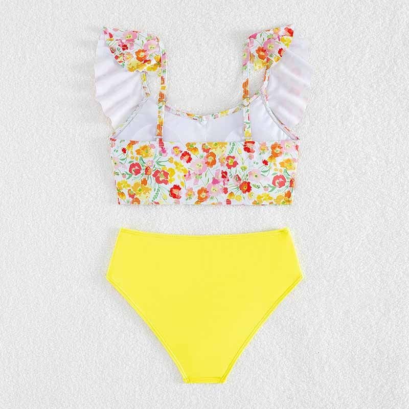 Kids Girls Fashion Casual Cute Tiny Flower Print Tankinis Swimwear