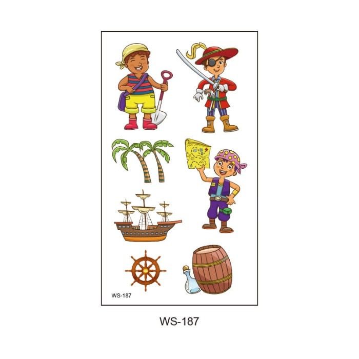 Kids Pirate Pattern Waterproof Tattoo Sticker