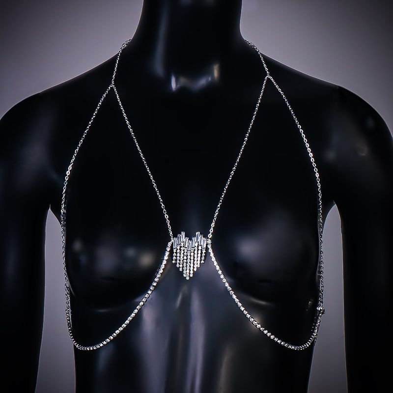 Women Fashion Sexy Heart-Shaped Rhinestone Body Chain