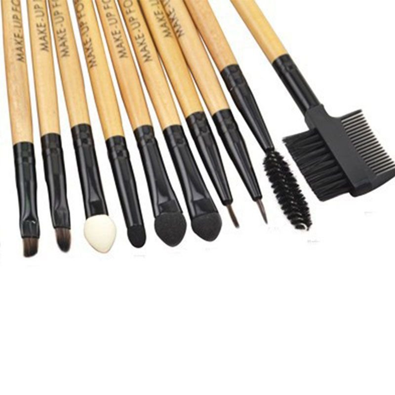 32pcs/set PU Bag Packed Natural Color Wooden Handle Nylon Brushes