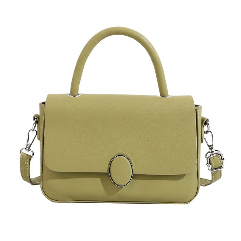 Women Simple Solid Color Square Flap Handle Shoulder Bag