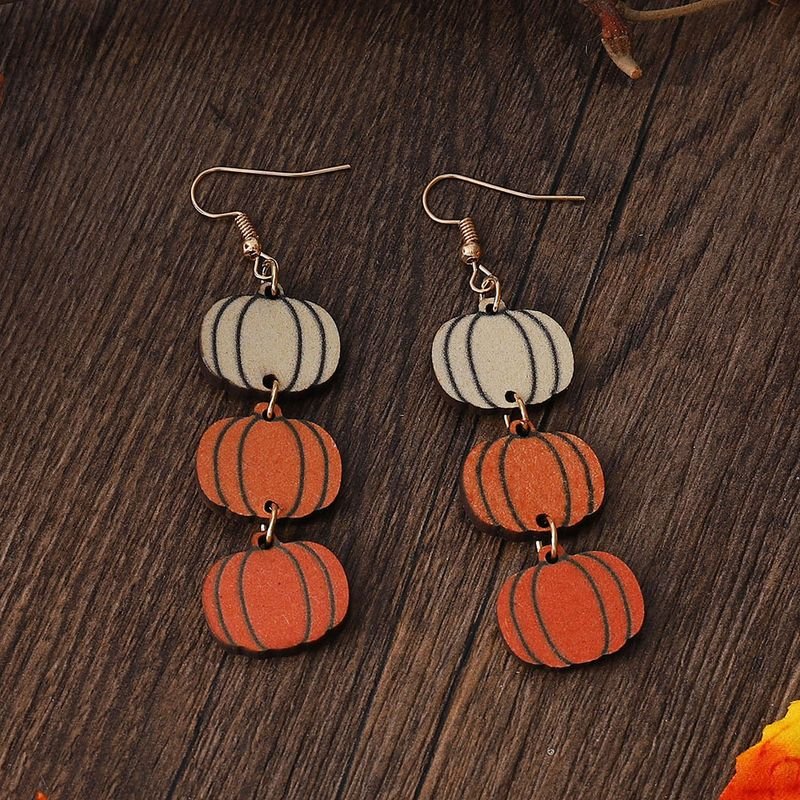 Thanksgiving Three-Color Pumpkin Triple Pendant Earrings