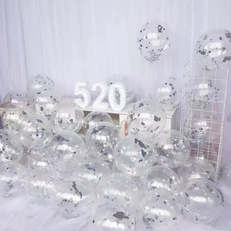 10 Inch Transparent Sequins Balloon Holiday Party Scene Decoration 50-Bag