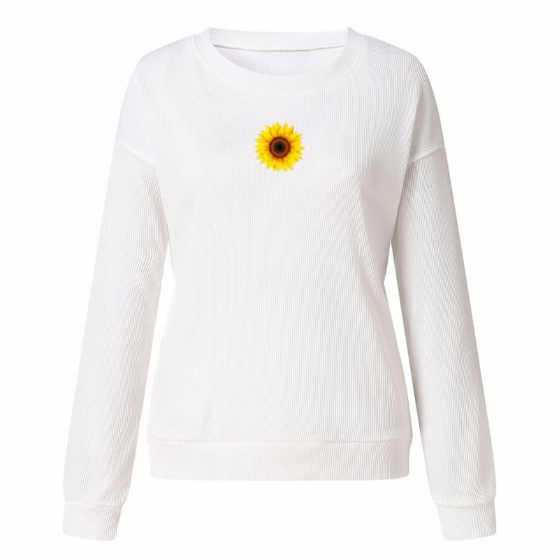 Women Fashion Letter Dandelion Floral Print Crewneck Long Sleeve Sweatshirt