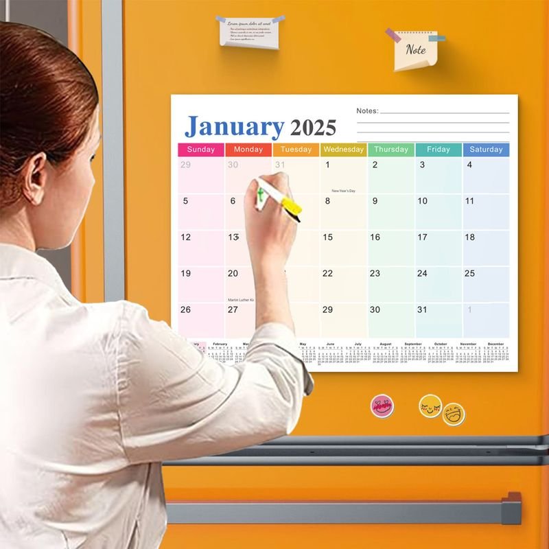 2025 English Calendar Magnetic Tearable Refrigerator Sticker Household Calendar Schedule