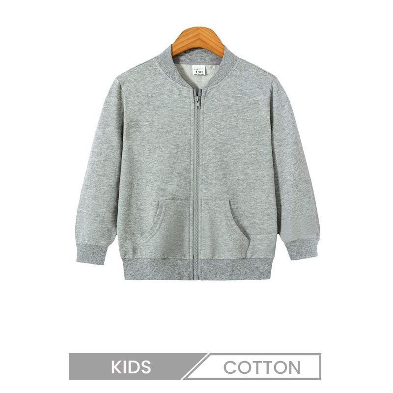 Kids Children Spring And Autumn Solid Color Sports Zipper Cardigan Sweatshirt Custom