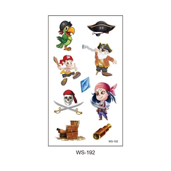 Kids Pirate Pattern Waterproof Tattoo Sticker