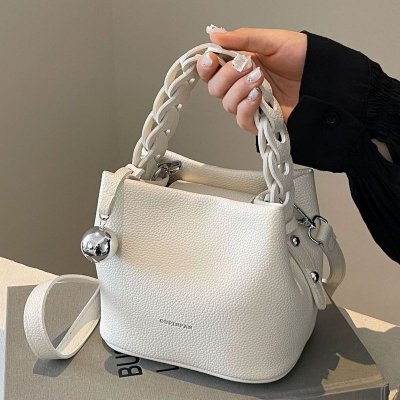 Women Fashionable Soft Leather Litchi Pattern Large Capacity Handle Shoulder Bag