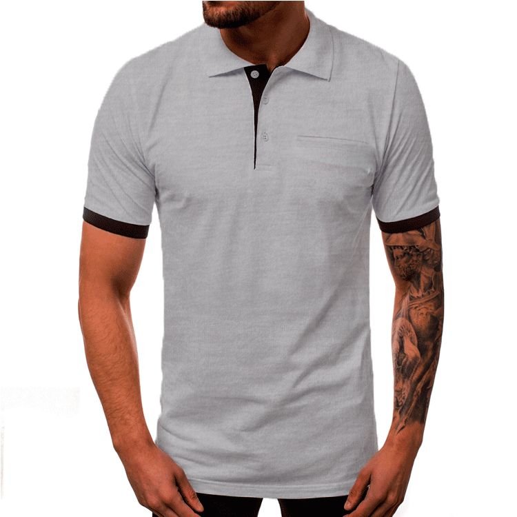 Men Fashion Casual Basic Color Matching Short Sleeve Lapel POLO Shirt