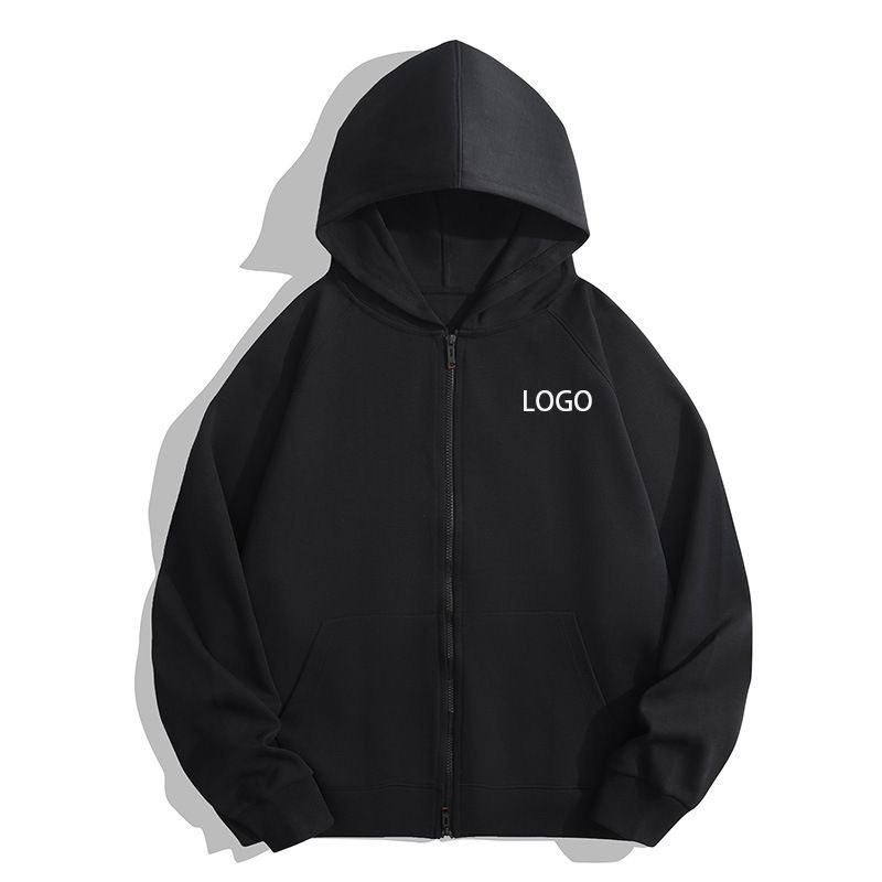 Custom Logo 400g Heavy Unisex Casual Solid Color Zipper Hoodie