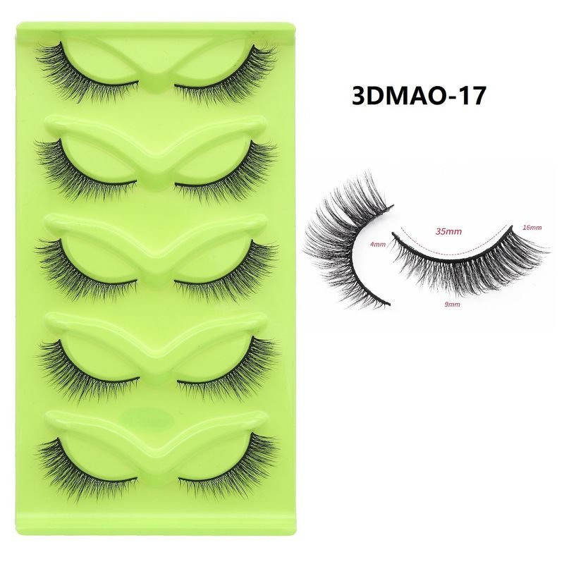 Women Simple Thick Three-Dimensional Eye Tail Elongated False Eyelashes Five Pairs