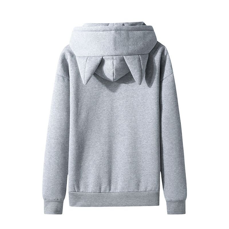 Women Casual Solid Color Fleece-Lined Cat Ear Design Custom Hoodie