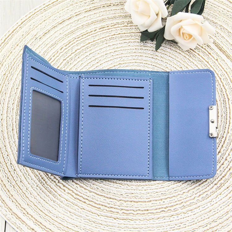 Women Fashion Color Blocking Tirfold Wallet