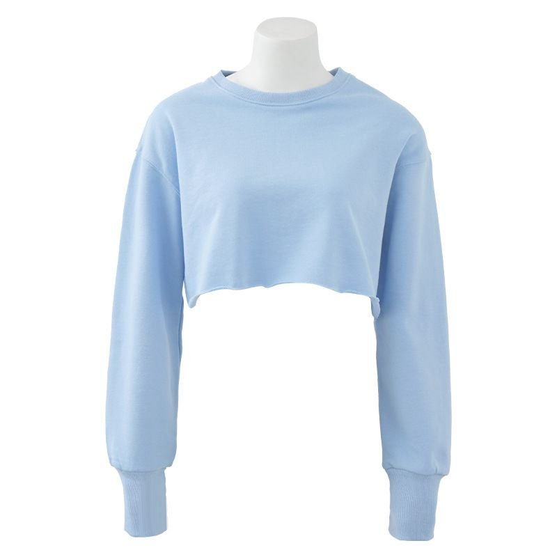 Women Fashion Pullover Long-Sleeved Yoga Fitness Sportswear Crop Sweatshirt Custom