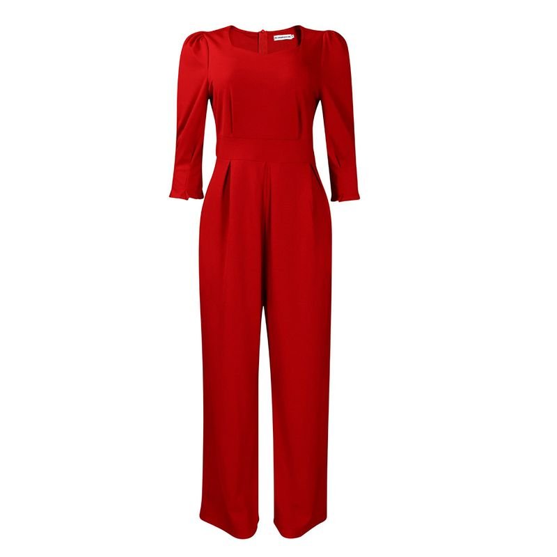 Women Fashion Casual Solid Color Long Sleeve Loose Wide Leg Jumpsuits