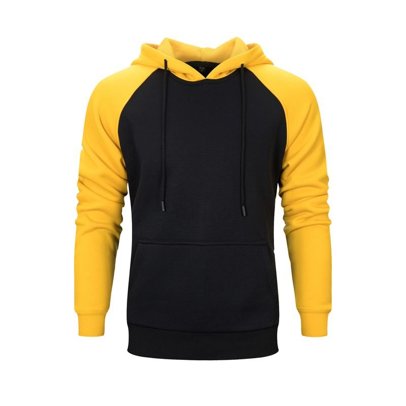 Men Casual Contrast Fleece Pullover Hoodie Custom