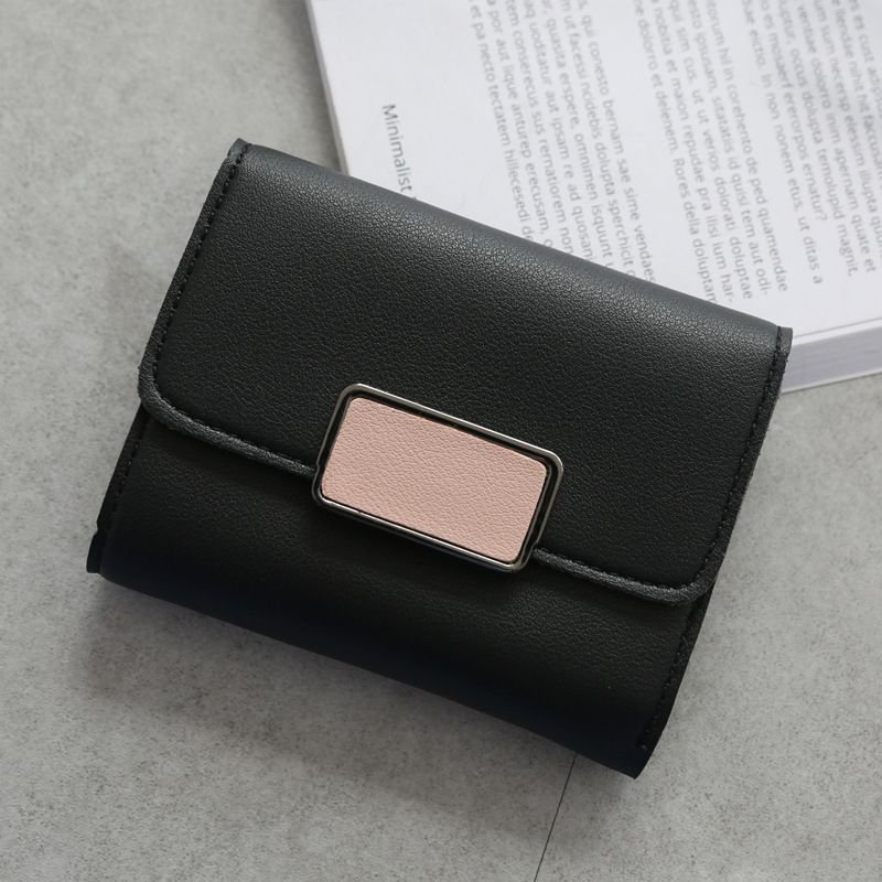 Women Fashion Stitching Contrast Color Retro Wallet