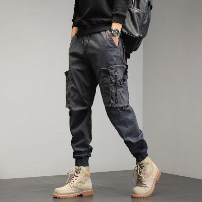 Men Spring Autumn Fashion Casual Solid Color Plus Size Jogger Cargo Pants