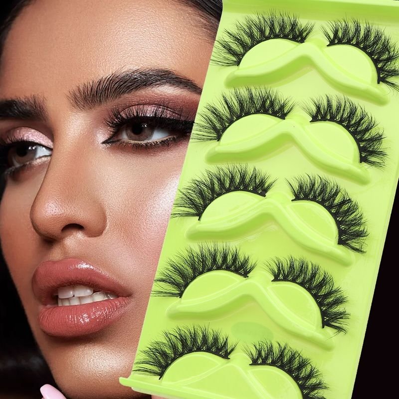 Women Simple Thick Three-Dimensional Eye Tail Elongated False Eyelashes Five Pairs