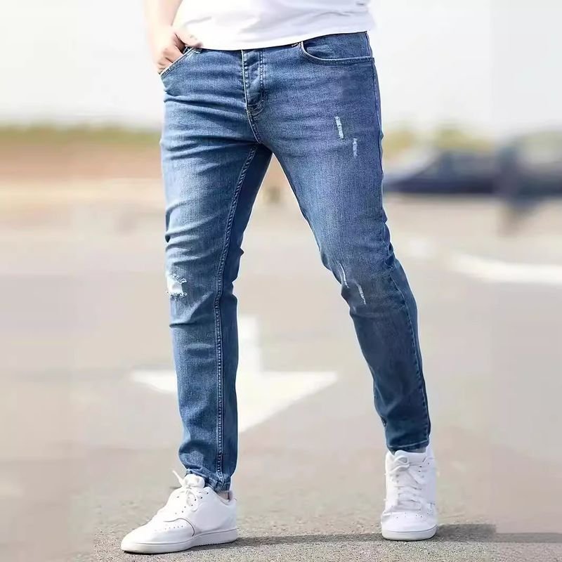 Men Fashion Casual Basic Ripped Jeans