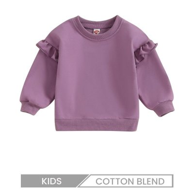 Autumn And Winter Kids Toddler Girls Solid Color Sweatshirt